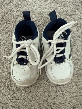 Superoos Vintage Baby White and Navy Athletic Sneakers